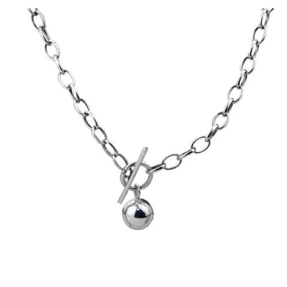 Boutique Jewelry - Sterling Silver Chain Bead Dangle Necklace Brand New